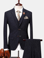 Three Pieces Plus Size Slim Fit Solid Color Blue Bussiness Wedding Dress Blazer Suit for Men