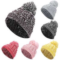 Toddler Children Candy Color Knitting Pom Beanie Hat Cute Knitted Crochet Cap