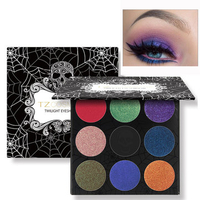 TZ Skull Eyeshadow Palette Matte Diamond Glitter Foiled Halloween Eye Shadow Blush Makeup