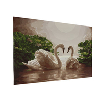 Unframed Two Beauty Swans Painting DIY Self Handcrafted Paint Kit Home Decor