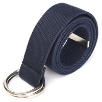Unisex Adjustable Fabric Webbing Waist Casual D Ring Canvas Belt