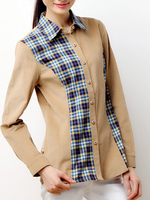 VeriGude Plaid Patchwork Blouses