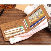 Vintage Casual PU Leather Wallet 6 Card Holders Nubuck Coin Purse For Men