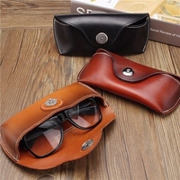 Vintage Handmade Glasses Case Cow Leather Eyeglasses Box Bag