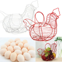 Vintage Hen Shape Wire Fruit Egg Basket Metal Storage