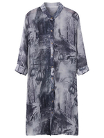Vintage Ink Printed Stand Collar Sunscreen Cardigan Women Kimono