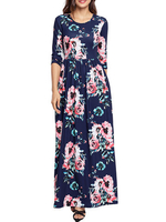 Vintage Long Maxi Dress,  Flower Printed Maxi Dress