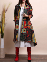 Vintage Loose Pocket Button Fly Long Sleeves Windbreaker For Women