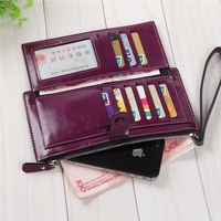 Vintage Multifunctional PU Leather Waxy Leather Card Holder Long Wallets