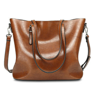 Vintage Oil PU Leather Large Capacity Handbags Shoulder Bag