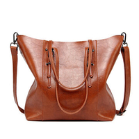 Vintage Oil PU Leather Handbag Large Capacity Shoulder Bag Crossbody Bag