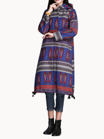 Vintage Printed Hooded Long Sleeve Long Cardigan For Women