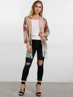 Vintage Printed Tassels Kimono