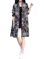 Vintage Printed Women Long Coats