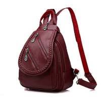 Vintage PU Leather Chest Bag Outdoor Backpack Shoulder Bag For Women