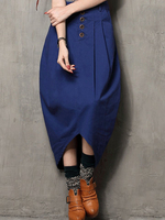 Vintage Solid Denim Irregular Hem Women Skirts