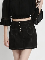 Vintage Suede A-line High Waist Mini Skirt For Women