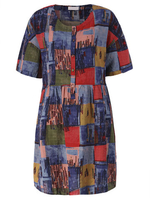 Vintage Women Check Contrast Color Pleated Party Mini Dress