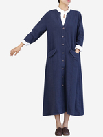 Vintage Women Single-Breasted Long Sleeve V-Neck Long Coats