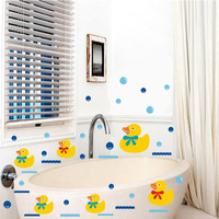 Vinyl Bathroom Wall Stickers Rubber Duck Family And Bubbles Decor DIY Removable Decor