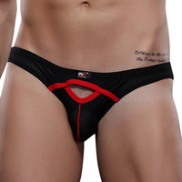 WANGJIANG Sexy Breathable Mesh Semless U Convex Hole Briefs Underwear for Men