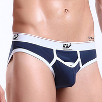 WANGJIANG Sexy Patchwork Modal Low Waist Seamless U Convex Briefs Underwear for Men