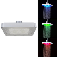 Water Temperature Controlled 3 Colors LED Changing Shower Head Light Home Bathroom Rain