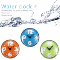 Waterproof Bathroom Strong Suction Clock Wall Glass Window Mirror Shower