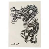 Waterproof Black Dragon Temporary Tattoo Sticker Removable Body Arm Leg