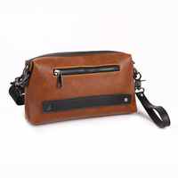 Waterproof PU Leather Clutch Bag Casual Vintage Shoulder Crossbody Bag For Men