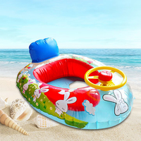 Wheel Horn Kids Swim Ring Seat Float Baby Boat Inflatable Swimming Trainer Pool