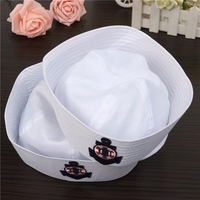 White Cotton Yacht Captain Skipper Sailor Navy Hat Anchor Cosplay Cap