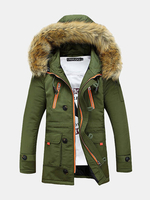 Winter Casual Thicken Warm Slim Fit Detachable Hood Padded Jacket for Men