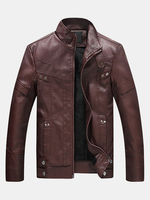 Winter Motorcycle Washed PU Lrather Thicken Jacket
