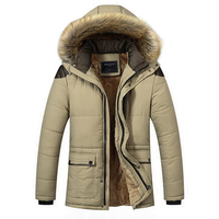 Winter Outdoor Thicken Shoulder Splices Detachable Hood Fur Padded Jacket For Men
