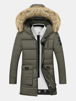 Winter Outdoor Thicken Warm Windproof Detachable Hood Long Padded Jacket for Men
