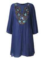 Women 3/4 Sleeve V Neck Beading Embroidery T-shirt