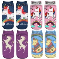 Women 3D Printed Cute Short Socks Art Little Horse And Unicorn Harajuku Socks