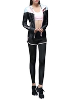Women 3PCS Jacket Racerback Leggings Sport Yoga Spinning Tracksuits