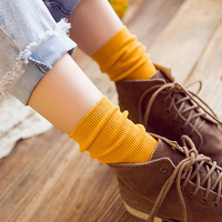 Women Autumn Warm Comfortable Cotton Tube Socks Leisure Soft Breathable Vertical Stripe Socks