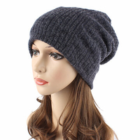 Women Autumn Winter Warm Knit Hat Outdoor Stripes Skullies Beanies Cap