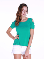 Women Back Lace Hollow Short Sleeve Sexy Summer T-shirts