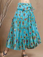 Women Bohemian Peacock Feather Two Ways Wear Skirts