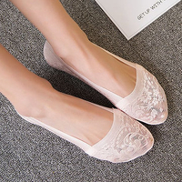 Women Breathable Lace Seamless Invisible Silicone Antiskid Boat Socks Thin Comfortable Shallow Socks