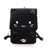 Women Canvas Cute Black Cat Backpack Shoulder Bag Rucksack C