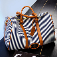 Women Canvas Stripe Large Capacity High-end Luggage Bag Travel Bag