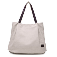 Women Canvas Tote Bags Pure Color Casual Simple Shoulder Bags Large Capacity Shopping Bags