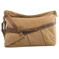 Women Canvas With Genuine Leather Messenger Bag Crossbody Bag