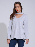 Women Casual Bandage Halter Long Horn Sleeve T-shirt