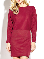 Women Casual Bat Sleeve Long Sleeve O-neck Mini Dress